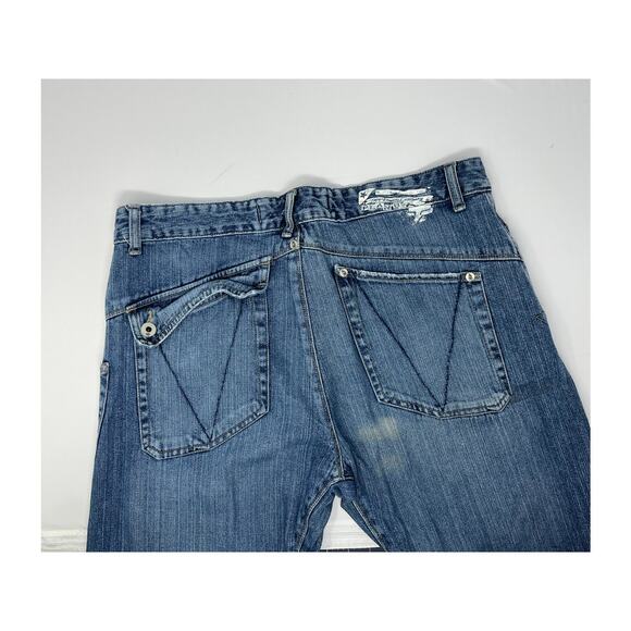 Fox Denim Plan B Jeans Male Size 34 Blue Baggy Wide Leg Detailed Hardware - Picture 9 of 16